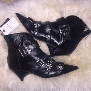 Zara Black Multi Buckle Ankle Bootie Size 6.5 NEW